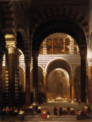 Figures inside praying place